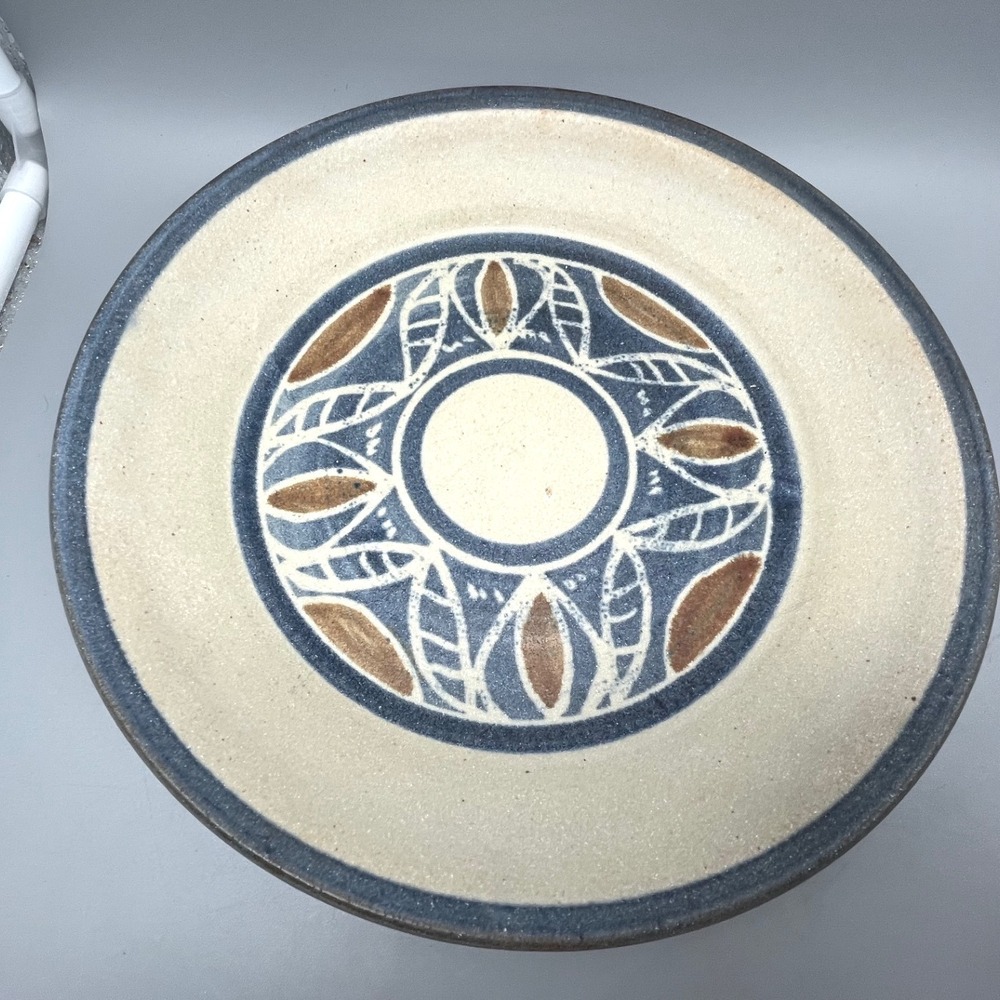 Kim Wellman Folk Studio Art Pottery Low bowl Pie plate 92 Mid Century Design